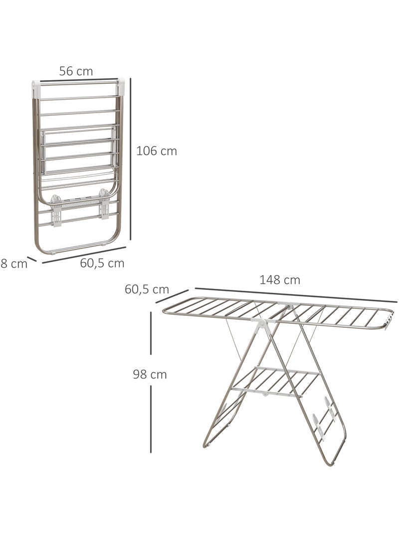 Etendoir à linge pliable sur pied - 2 niveaux ajustables - acier Gris - Kiabi