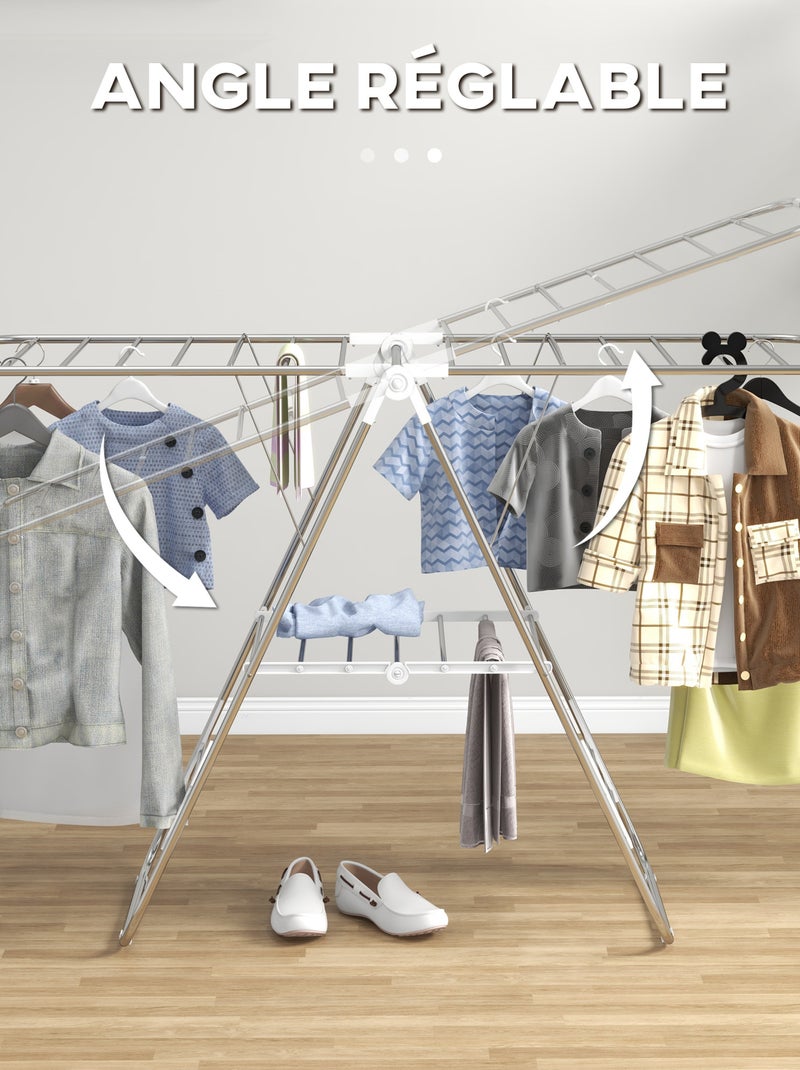 Etendoir à linge pliable sur pied - 2 niveaux ajustables - acier Gris - Kiabi