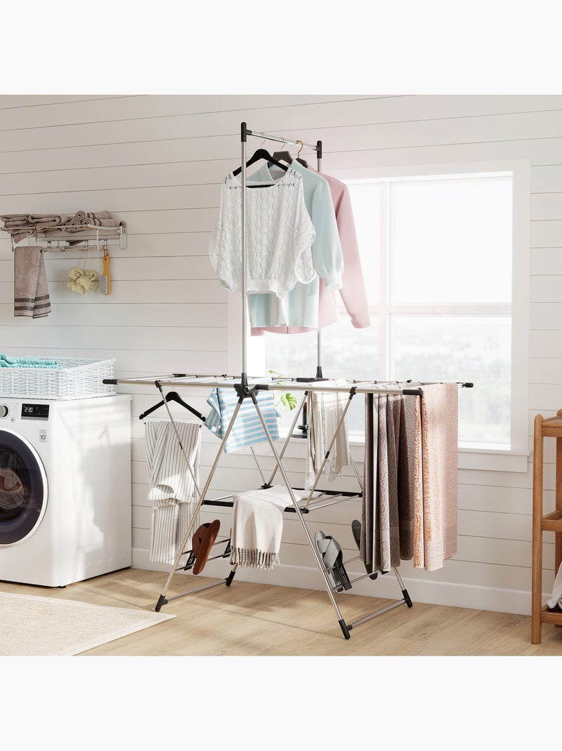 Étendoir pliable - séchoir à linge - ailes, barre suspension - acier inox Gris - Kiabi