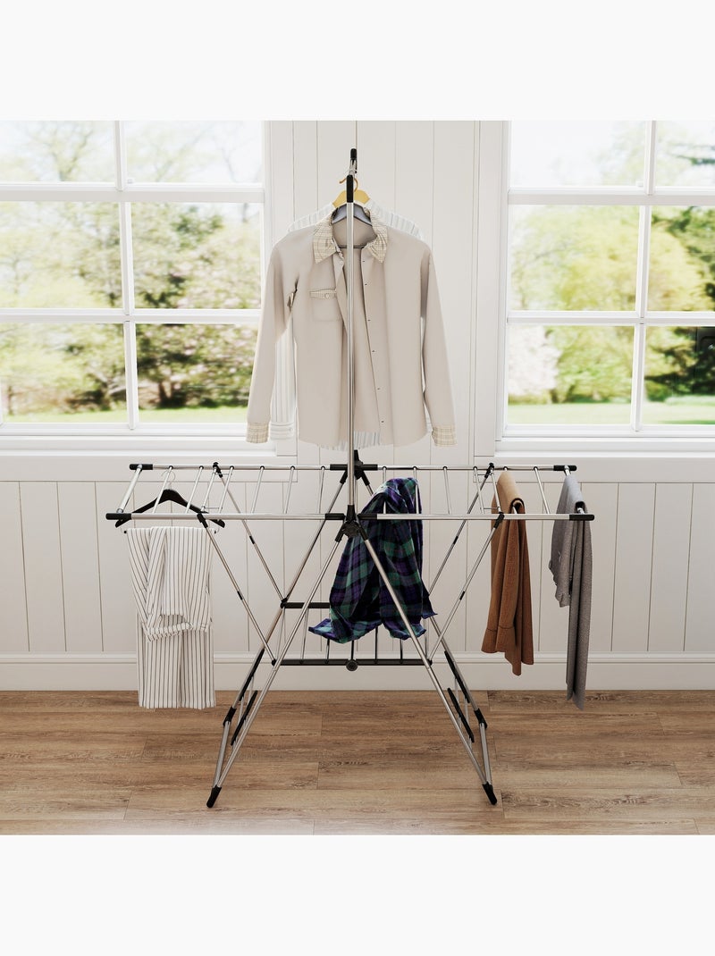Étendoir pliable - séchoir à linge - ailes, barre suspension - acier inox Gris - Kiabi