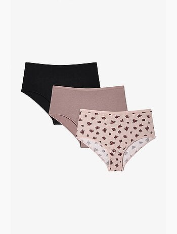 Etherea culottes slip fleuries taille haute, lot de 3 penti