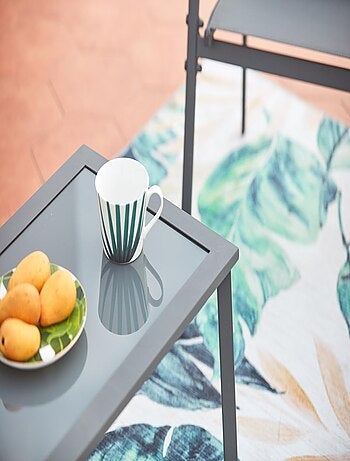 ETIORA Salon jardin bas gris 4 places en acier