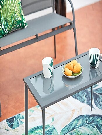 ETIORA Salon jardin bas gris 4 places en acier