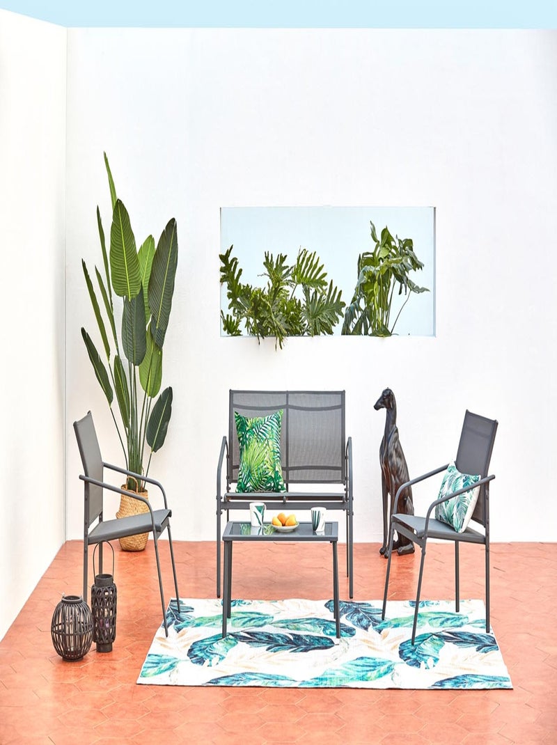 ETIORA Salon jardin bas gris 4 places en acier Gris - Kiabi