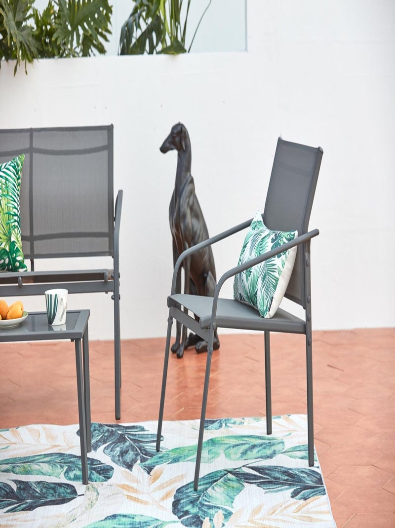 ETIORA Salon jardin bas gris 4 places en acier Gris - Kiabi