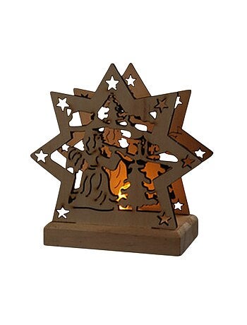 Etoile ange de noel en bois a led