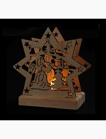 Etoile ange de noel en bois a led