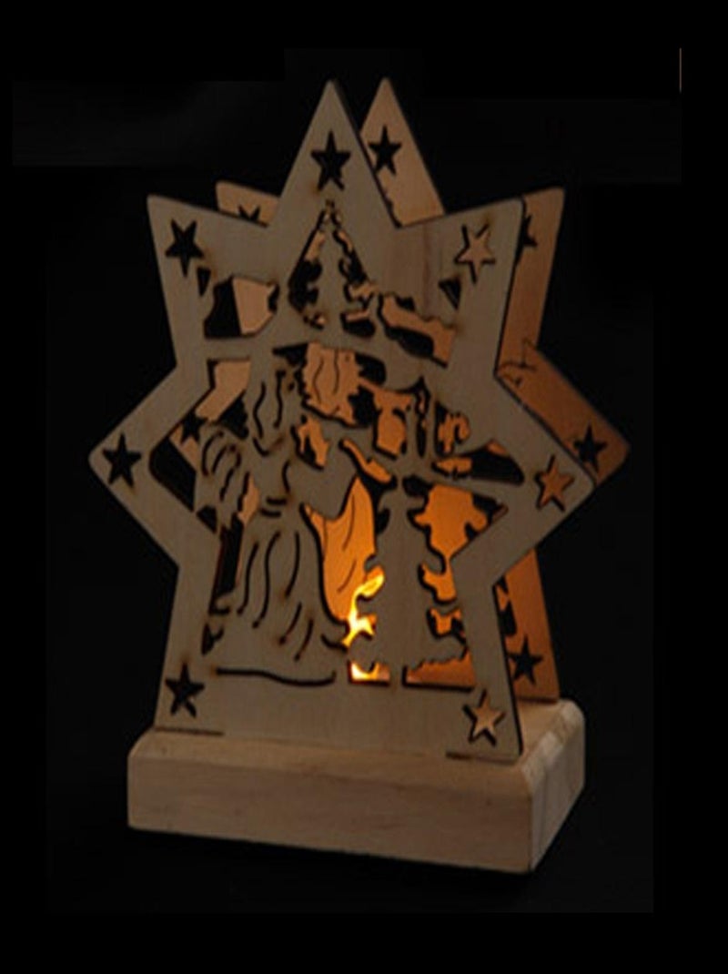 Etoile ange de noel en bois a led Marron - Kiabi