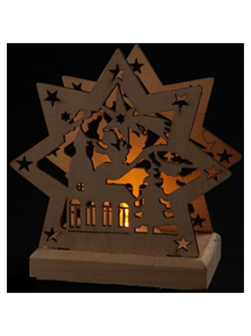 Etoile eglise de noel en bois a led - Kiabi