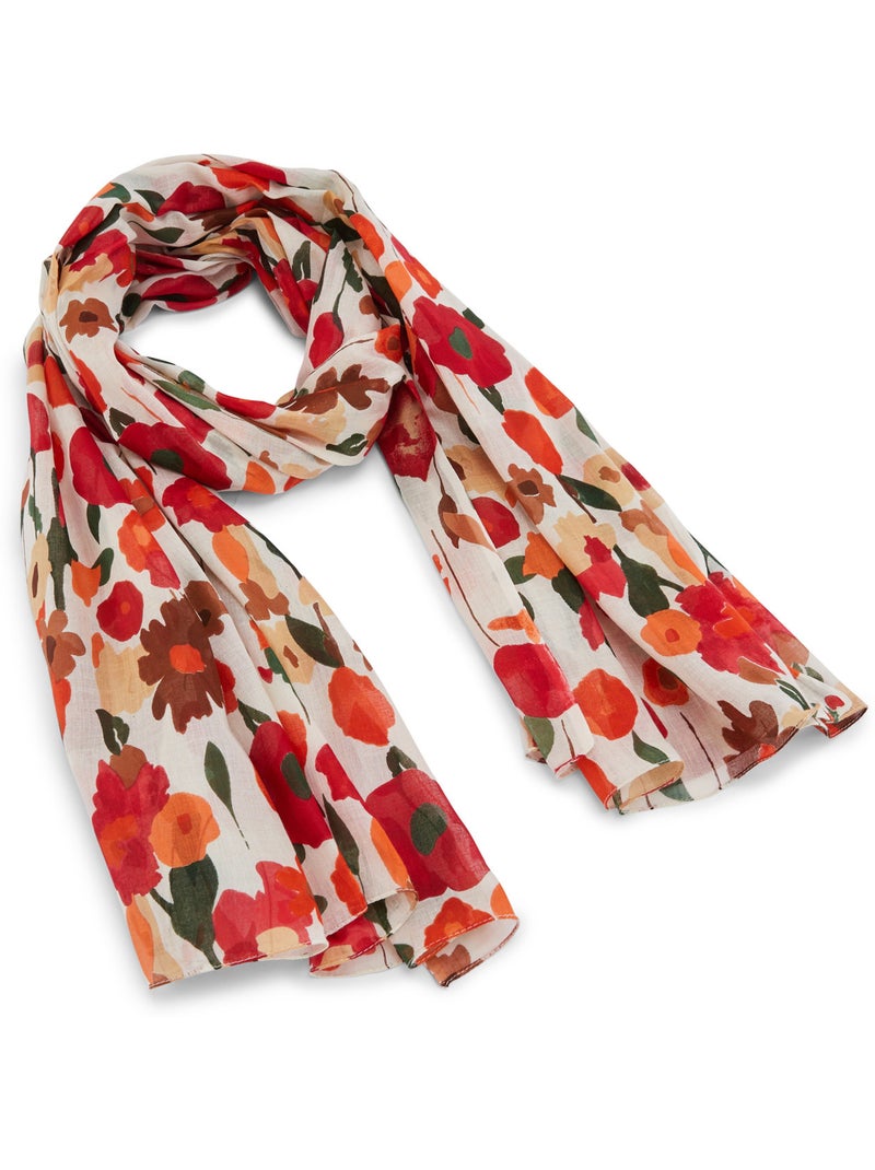 Etole à fleurs en pur coton - DAXON Rouge clair - Kiabi