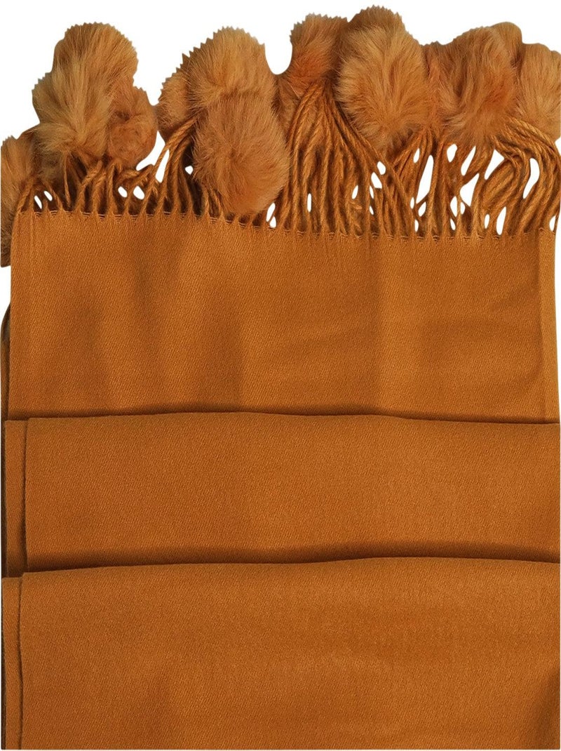 Etole chale à pompons Jaune moutarde - Kiabi