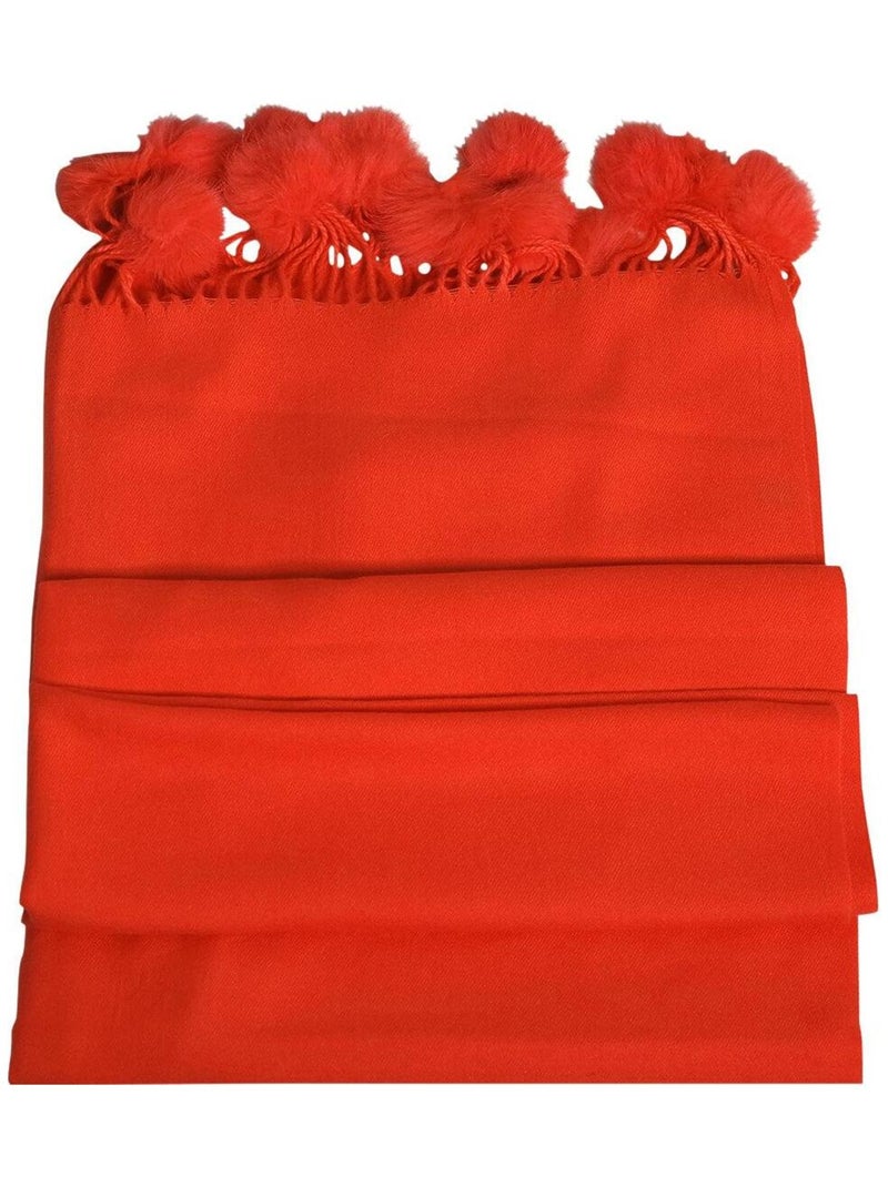 Etole chale à pompons Orange corail - Kiabi