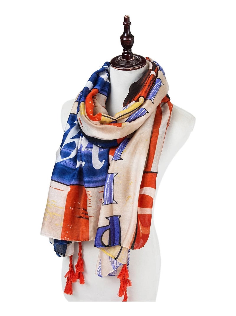 Étole coton Red Blue US Athéna Rouge - Kiabi