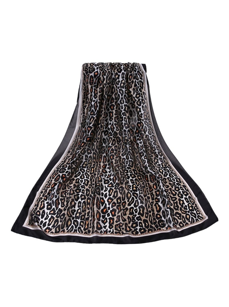 Étole de Soie Black Léopard Full Noir - Kiabi