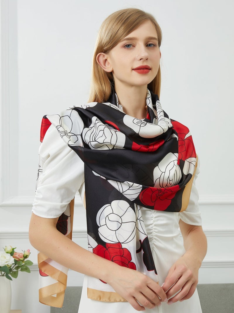 Etole de soie Fiore Rosso Noir - Kiabi