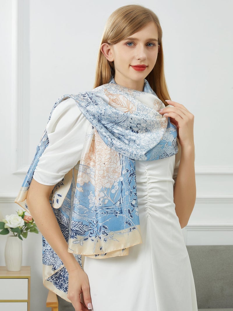 Etole de soie Flora Vivace Bleu - Kiabi