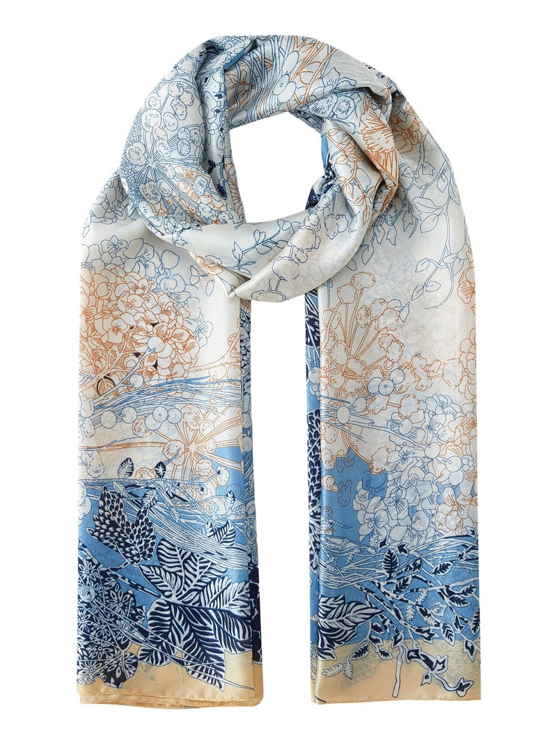 Etole de soie Flora Vivace Bleu - Kiabi