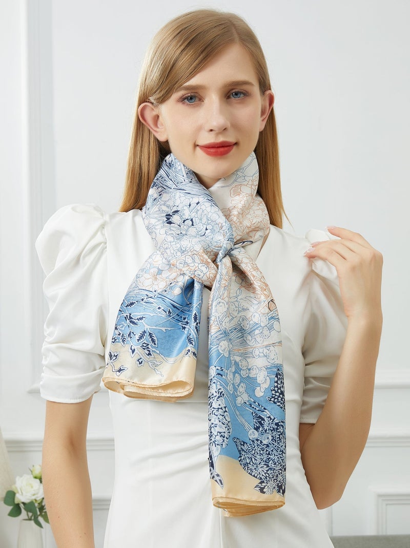 Etole de soie Flora Vivace Bleu - Kiabi