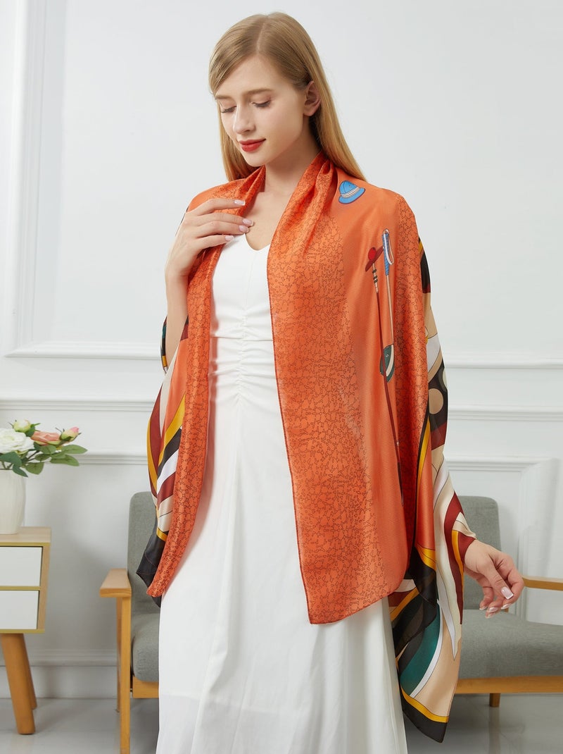 Etole de soie Onde Colorate Orange - Kiabi