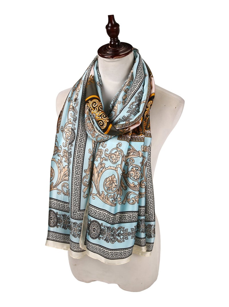 Étole de Soie V PRINT Bleu turquoise - Kiabi
