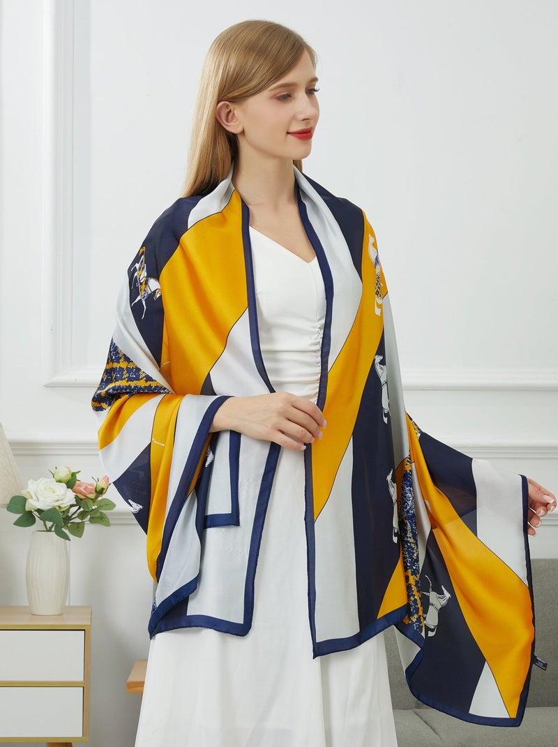 Etole de soie Vivace Patchwork Bleu marine - Kiabi