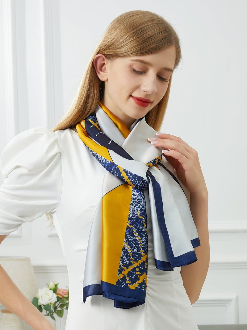 Etole de soie Vivace Patchwork Bleu marine - Kiabi