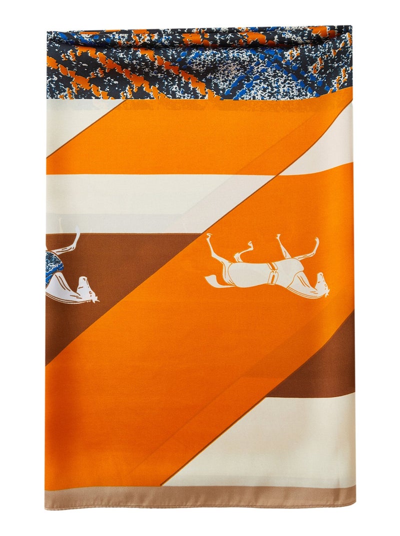 Etole de soie Vivace Patchwork Orange - Kiabi