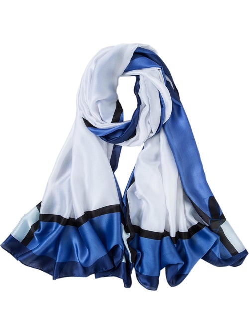 Étole de Soie White Blue Florina - Kiabi