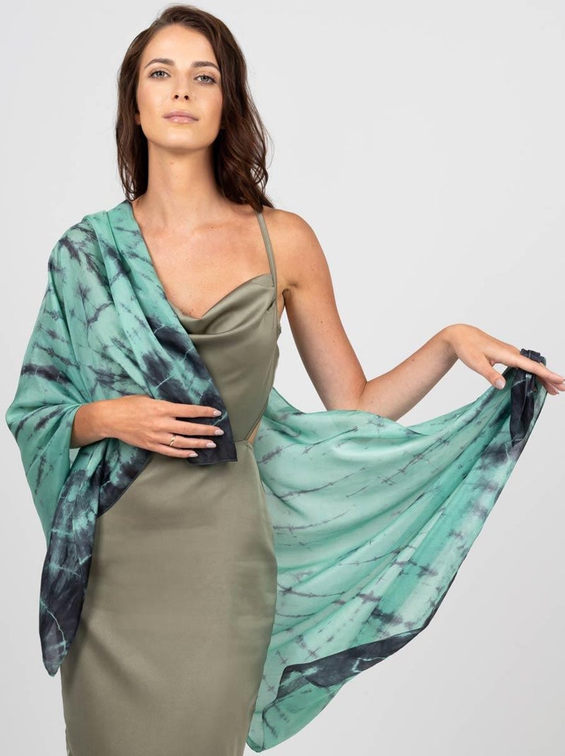 Etole Soie Tie Dye Noy - 100% Soie VietNam Vert jade - Kiabi