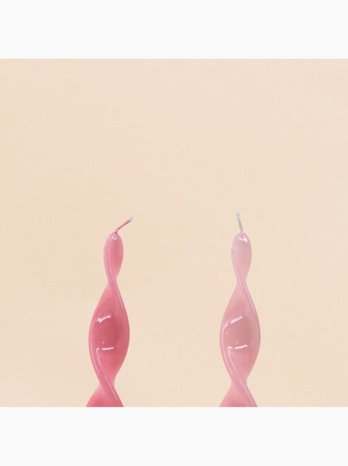 Etui de 2 bougies torsadées roses 25cm - Kiabi