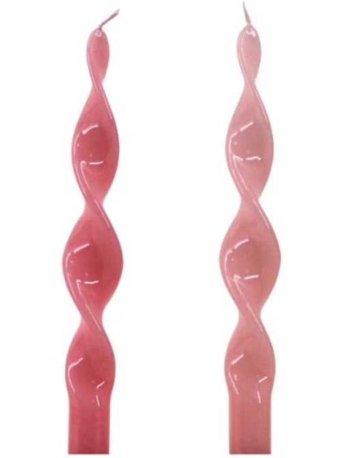 Etui de 2 bougies torsadées roses 25cm - Kiabi