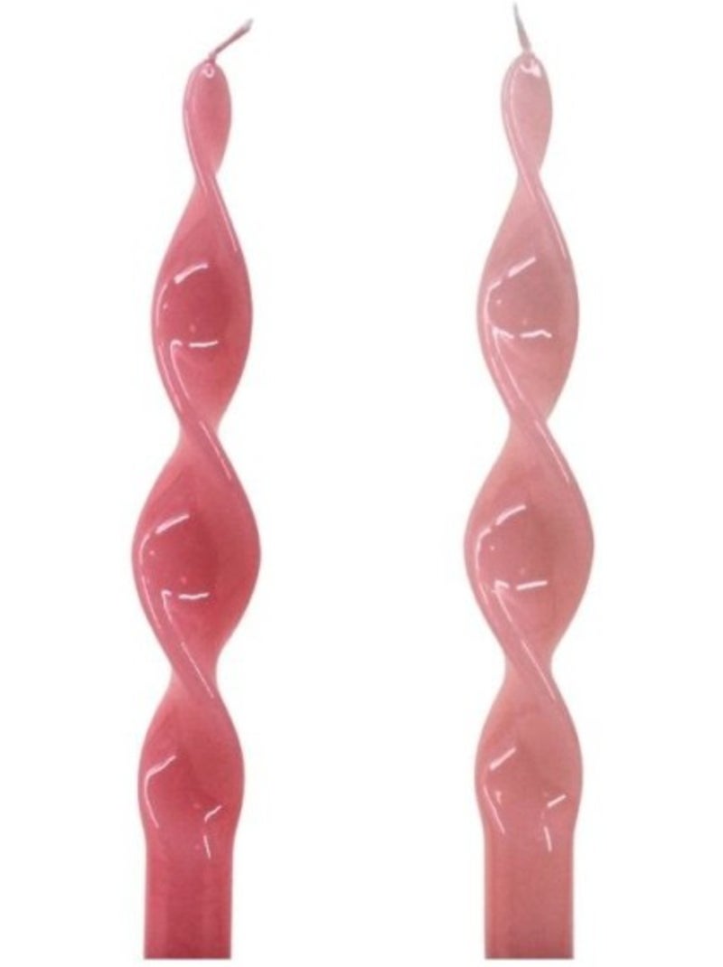 Etui de 2 bougies torsadées roses 25cm Rose - Kiabi