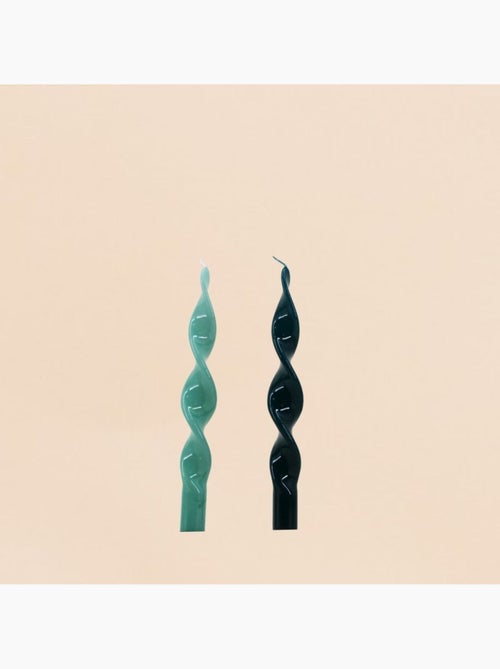 Etui de 2 bougies torsadées vertes 25cm - Kiabi