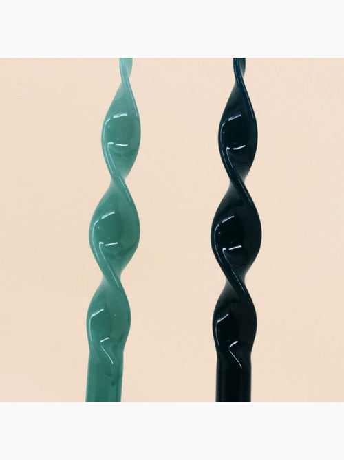 Etui de 2 bougies torsadées vertes 25cm - Kiabi