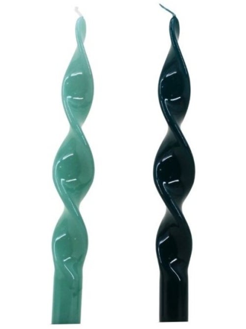 Etui de 2 bougies torsadées vertes 25cm - Kiabi