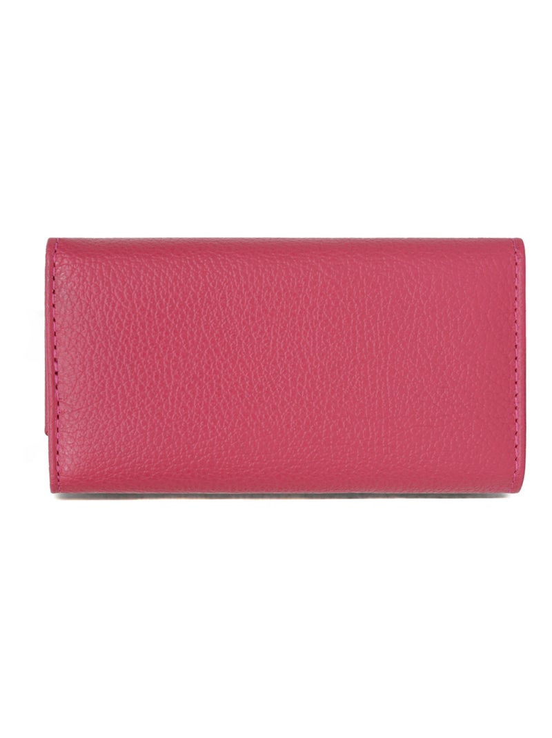Étui porteclés  2 volets  Cuir CONFORT Rose fushia - Kiabi