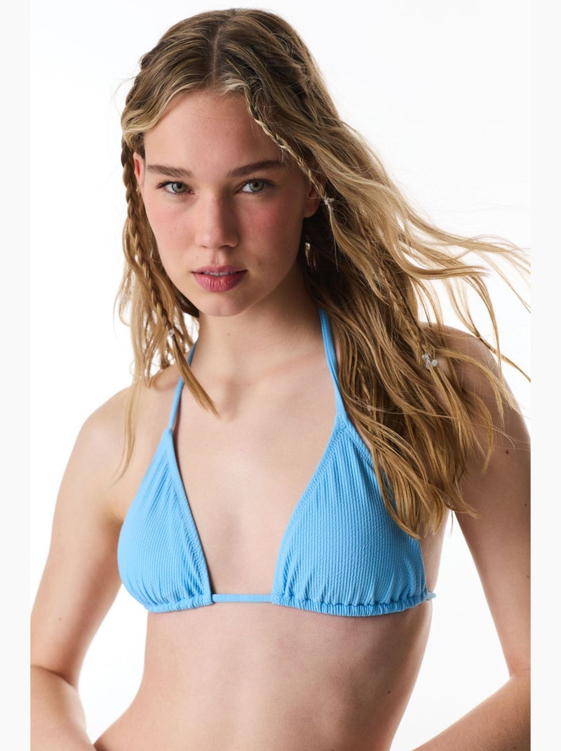 Eulina haut de bikini triangle texturé penti Bleu ciel - Kiabi