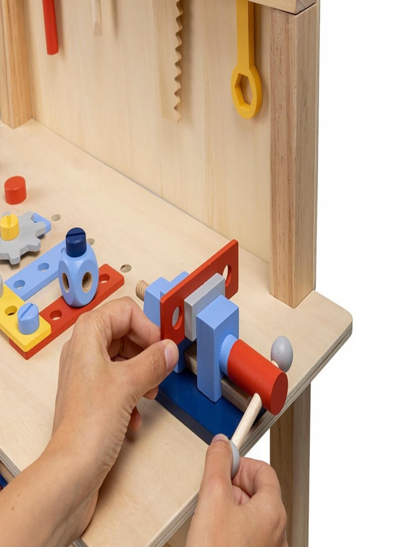 EUREKAKIDS - Établi de bricolage en bois pour enfant - De 3 à 12 ans Bleu Beige - Kiabi