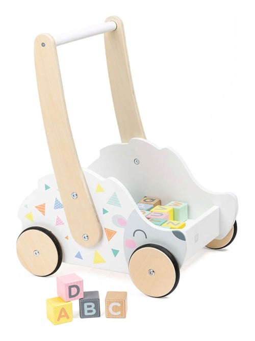 EUREKAKIDS - Trotteur en bois avec cubes à jouer - De 18 mois à 3 ans - Kiabi