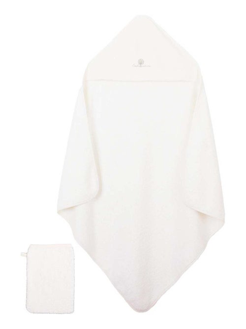 Eveil Et Nature Cape De Bain Et Gant Coton Bio - Kiabi