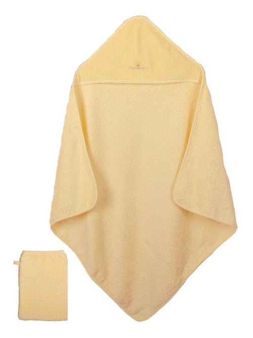 Eveil Et Nature Cape De Bain Et Gant Coton Bio - Kiabi