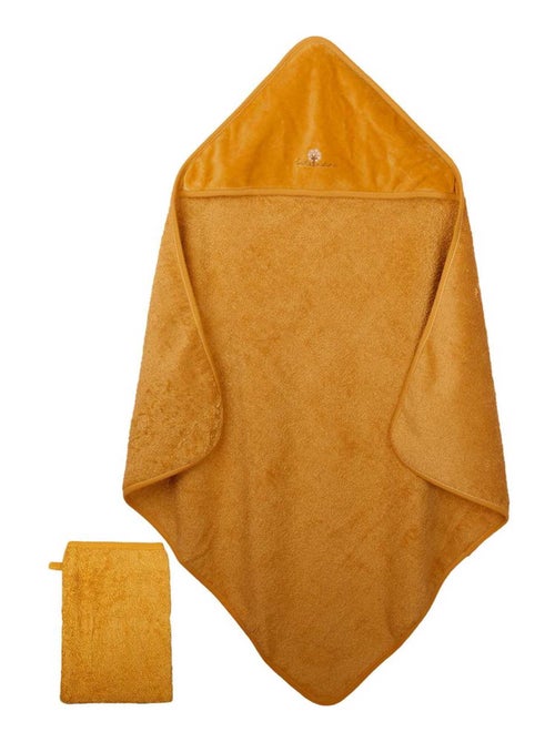 Eveil Et Nature Cape De Bain Et Gant Coton Bio - Kiabi
