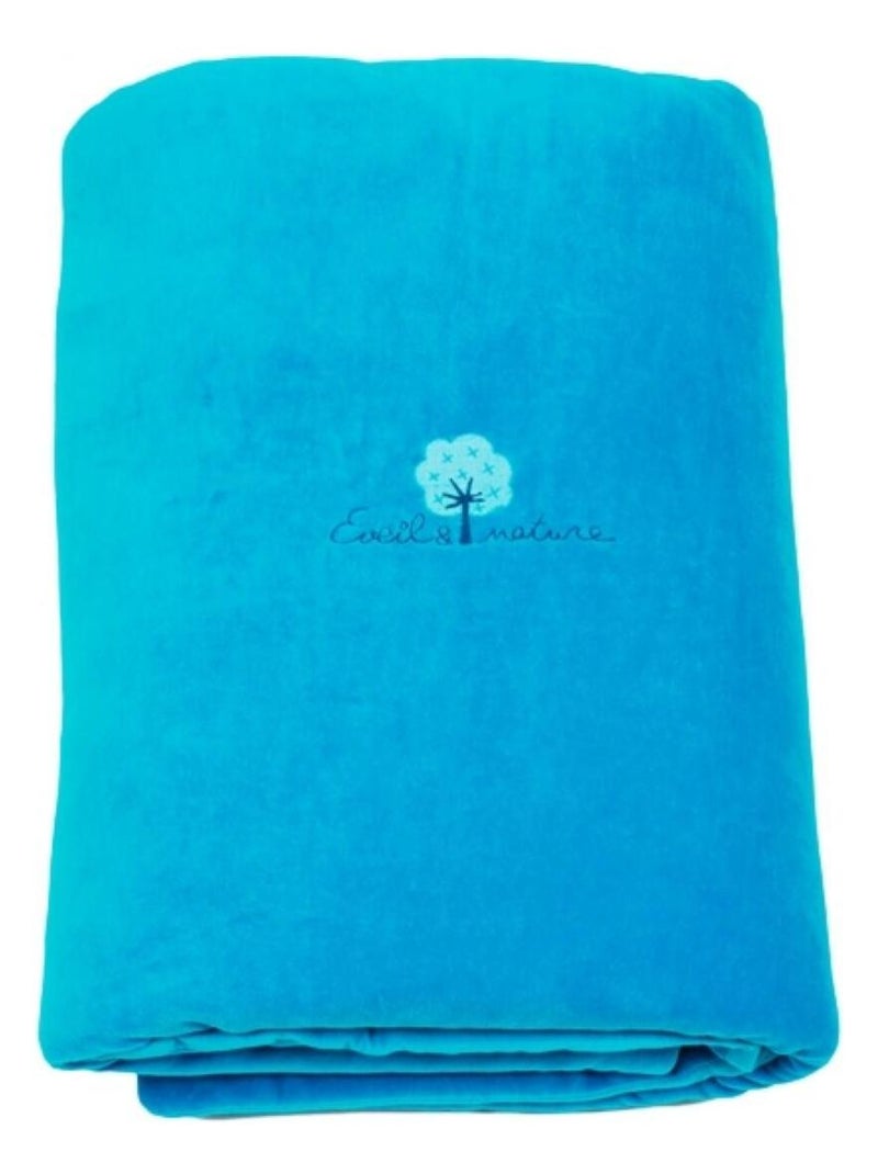 Eveil Et Nature Edredon Velours Coton Bio Bleu turquoise - Kiabi