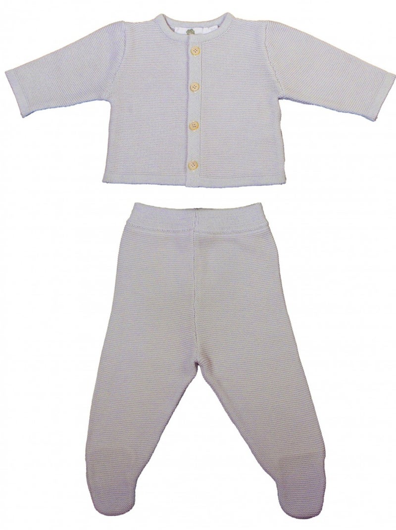 Eveil Et Nature Ensemble 2 Pc Tricoté Coton Bio Gris - Kiabi