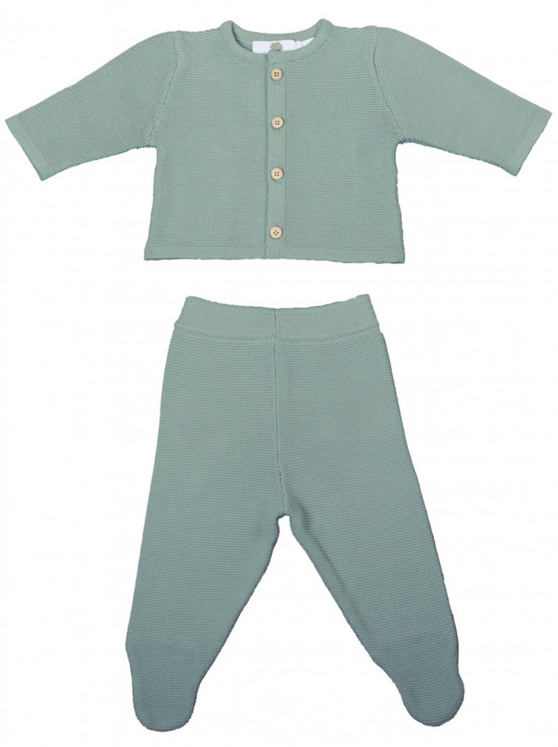 Eveil Et Nature Ensemble 2 Pc Tricoté Coton Bio Vert - Kiabi