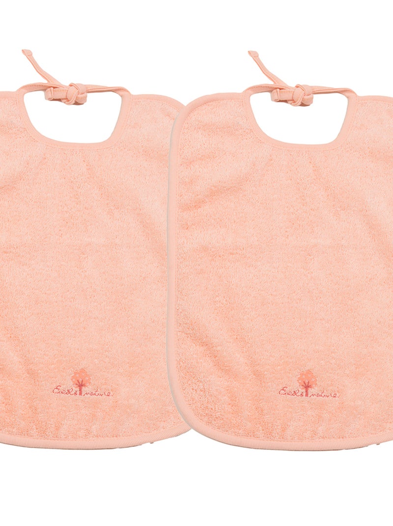 Eveil Et Nature Lot De 2 Bavoirs Eponge 30x40 Cm Coton Bio Pêche Saumon - Kiabi