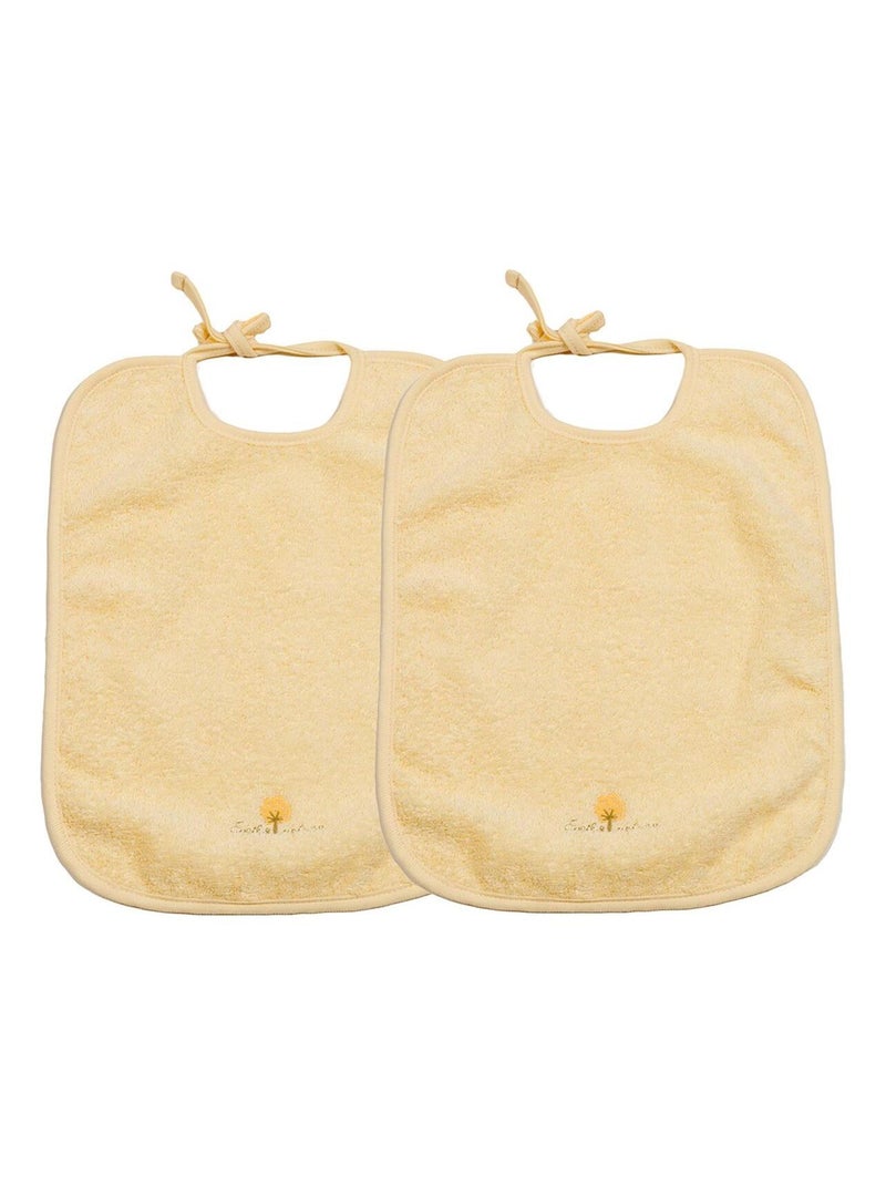 Eveil Et Nature Lot De 2 Bavoirs Eponge  Coton Bio Jaune - Kiabi
