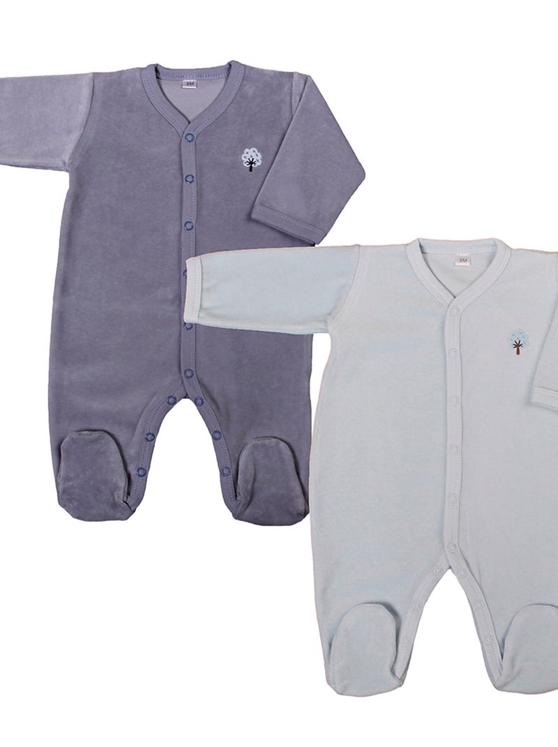 Eveil Et Nature Lot De 2 Dors-bien Velours Coton Bio Bleu - Kiabi