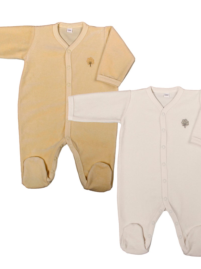 Eveil Et Nature Lot De 2 Dors-bien Velours Coton Bio Ecru - Kiabi