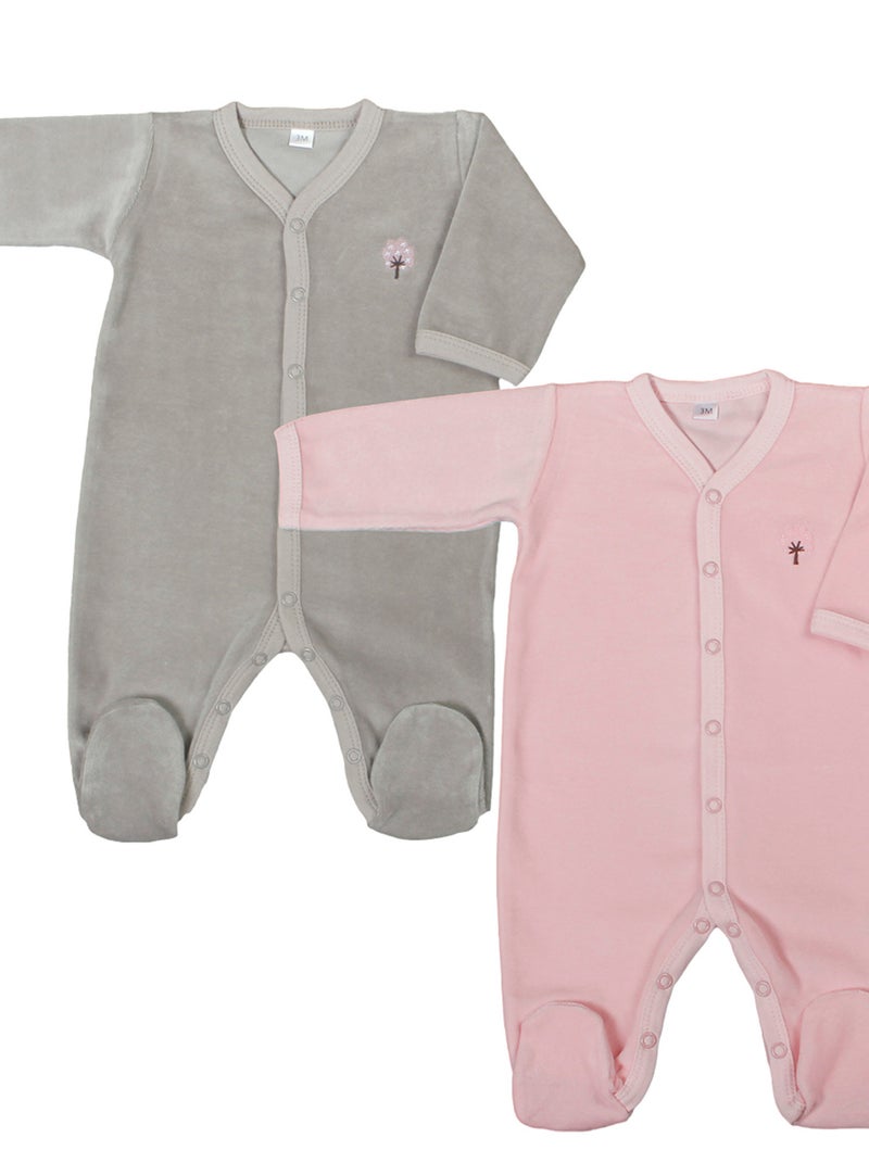 Eveil Et Nature Lot De 2 Dors-bien Velours Coton Bio Rose - Kiabi